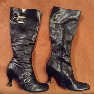 Black leather Fluevog boots, size 8 1/2